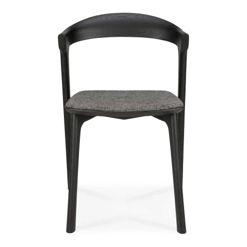 Bok Solid Black Oak Dining Chair with Grey Fabric Cushion