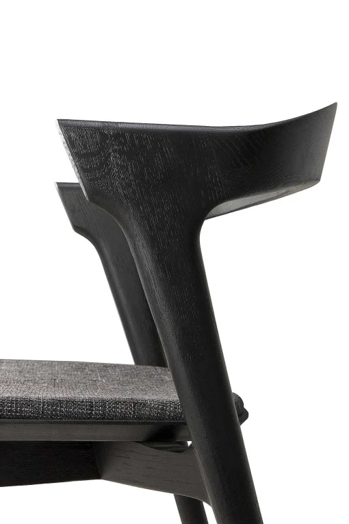 Bok Solid Black Oak Dining Chair with Grey Fabric Cushion