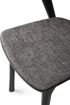 Bok Solid Black Oak Dining Chair with Grey Fabric Cushion