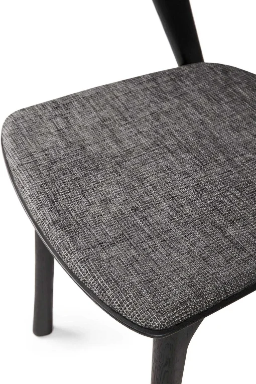 Bok Solid Black Oak Dining Chair with Grey Fabric Cushion