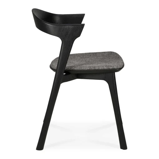 Bok Solid Black Oak Dining Chair with Grey Fabric Cushion