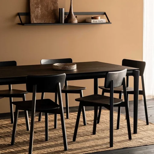 Bok Solid Black Oak Dining Table, 94.5"