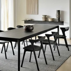 Bok Solid Black Oak Extendable Dining Table, 55.5