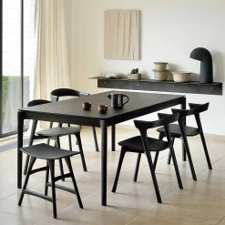 Bok Solid Black Oak Extendable Dining Table, 55.5