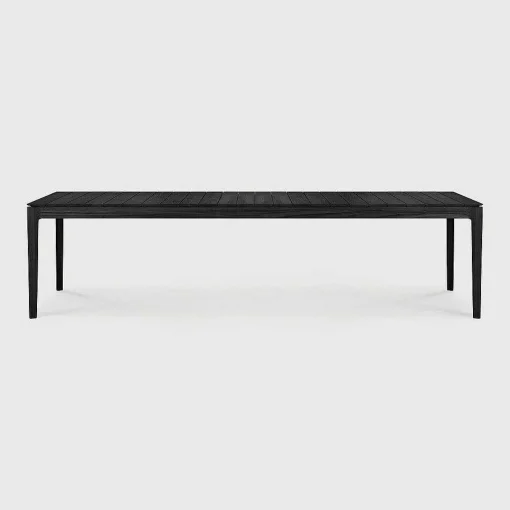 Bok Solid Black Teak Outdoor Dining Table, 118"