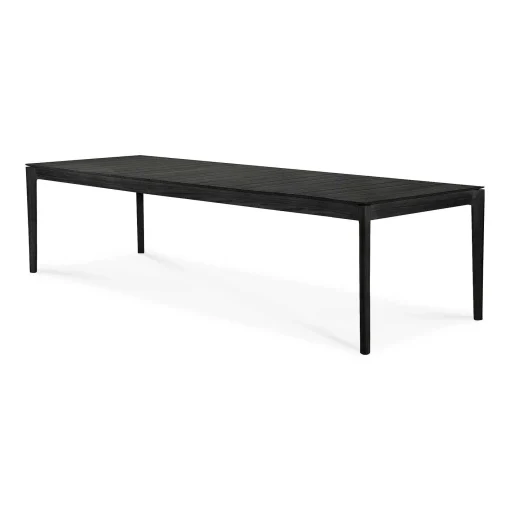 Bok Solid Black Teak Outdoor Dining Table, 118"