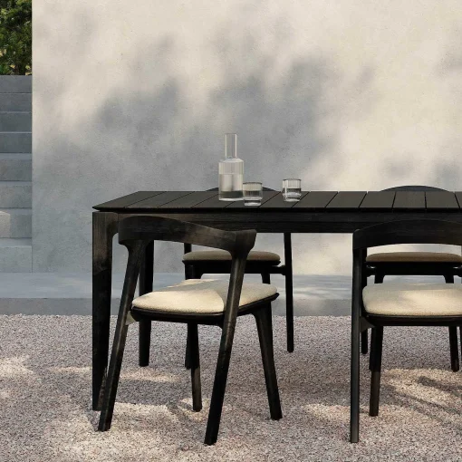 Bok Solid Black Teak Outdoor Dining Table, 118"