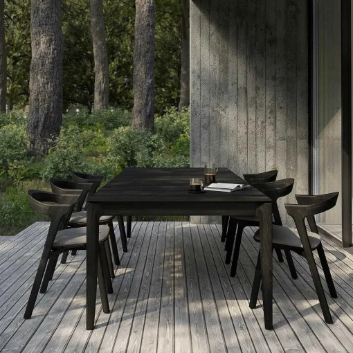 Bok Solid Black Teak Outdoor Dining Table, 98"