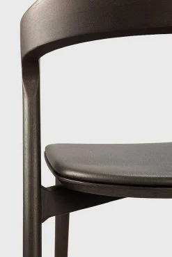 Bok Solid Brown Oak Dining Chair with Brown Leather Cushion