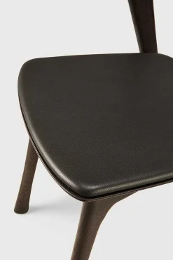 Bok Solid Brown Oak Dining Chair with Brown Leather Cushion