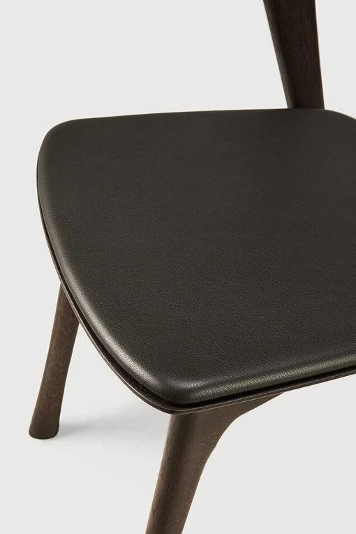 Bok Solid Brown Oak Dining Chair with Brown Leather Cushion