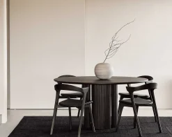 Bok Solid Brown Oak Dining Chair with Brown Leather Cushion