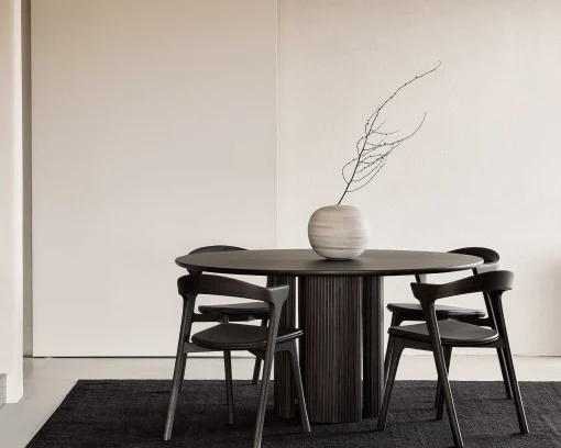Bok Solid Brown Oak Dining Chair with Brown Leather Cushion