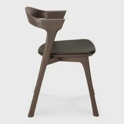 Bok Solid Brown Oak Dining Chair with Brown Leather Cushion