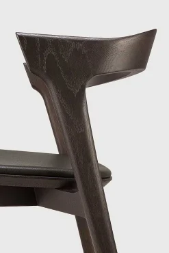 Bok Solid Brown Oak Dining Chair with Brown Leather Cushion