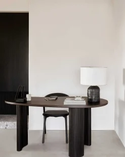 Bok Solid Brown Oak Dining Chair with Brown Leather Cushion