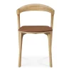 Bok Solid Oak Dining Chair, Varnished with Cognac Leather Cushion