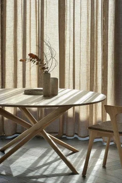 Bok Solid Oak Dining Chair, Varnished with Dark Brown Fabric Cushion