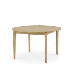 Bok Solid Oak Extendable Dining Table, Round 51"/ 71"
