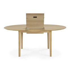 Bok Solid Oak Extendable Dining Table, Round 51"/ 71"