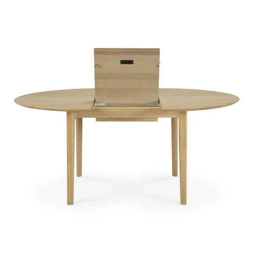 Bok Solid Oak Extendable Dining Table, Round 51"/ 71"