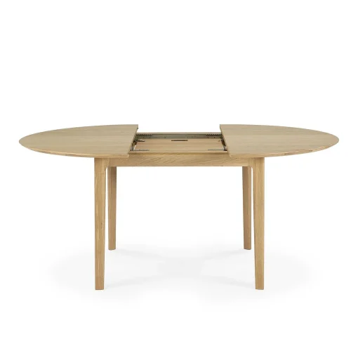 Bok Solid Oak Extendable Dining Table, Round 51"/ 71"