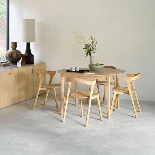 Bok Solid Oak Extendable Dining Table, Round 51"/ 71"