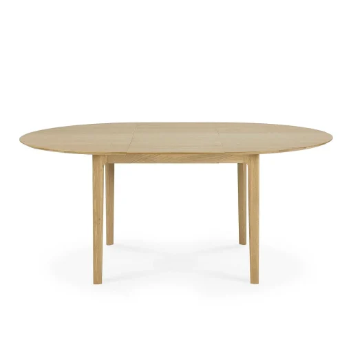 Bok Solid Oak Extendable Dining Table, Round 51"/ 71"
