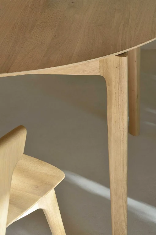 Bok Solid Oak Extendable Dining Table, Round 51"/ 71"