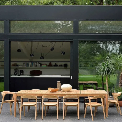 Bok Solid Teak Outdoor Dining Table, 118"