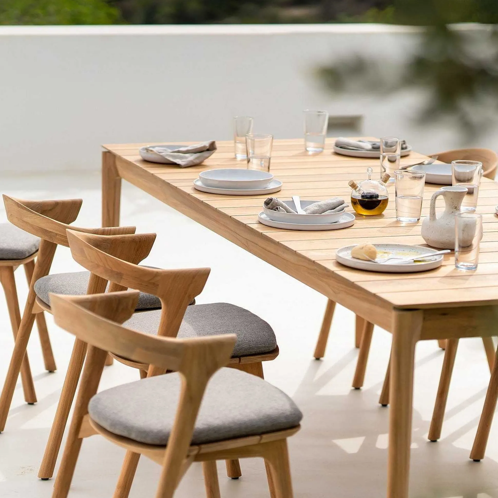 Bok Solid Teak Outdoor Dining Table, 98"