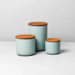 Brampton Stoneware Canister Set of 3, Seaglass