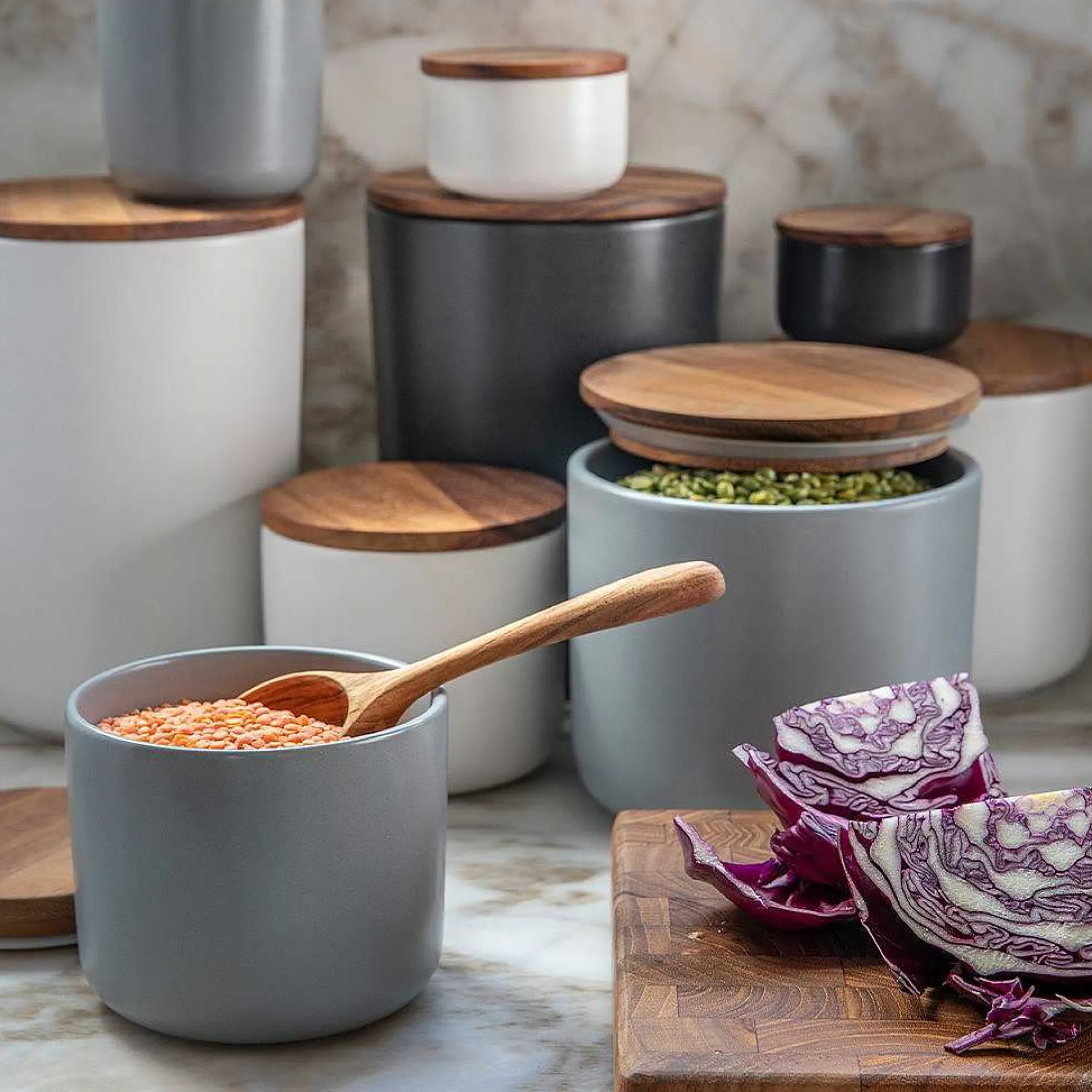 Brampton Stoneware Canister Set of 3, Storm