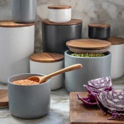 Brampton Stoneware Medium Canister, White