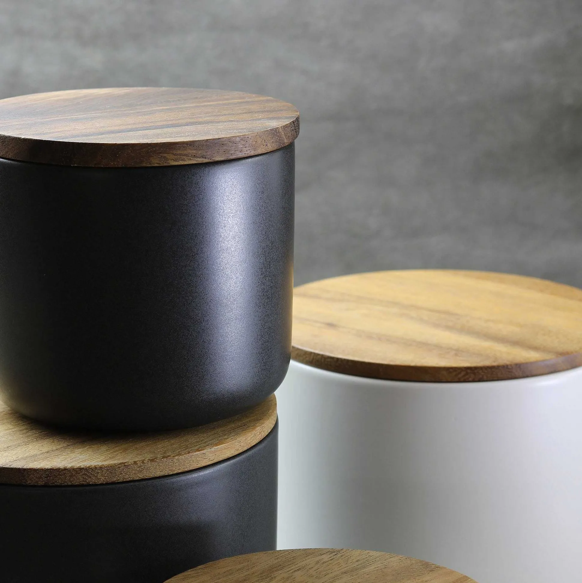 Brampton Stoneware Medium Canister, Black