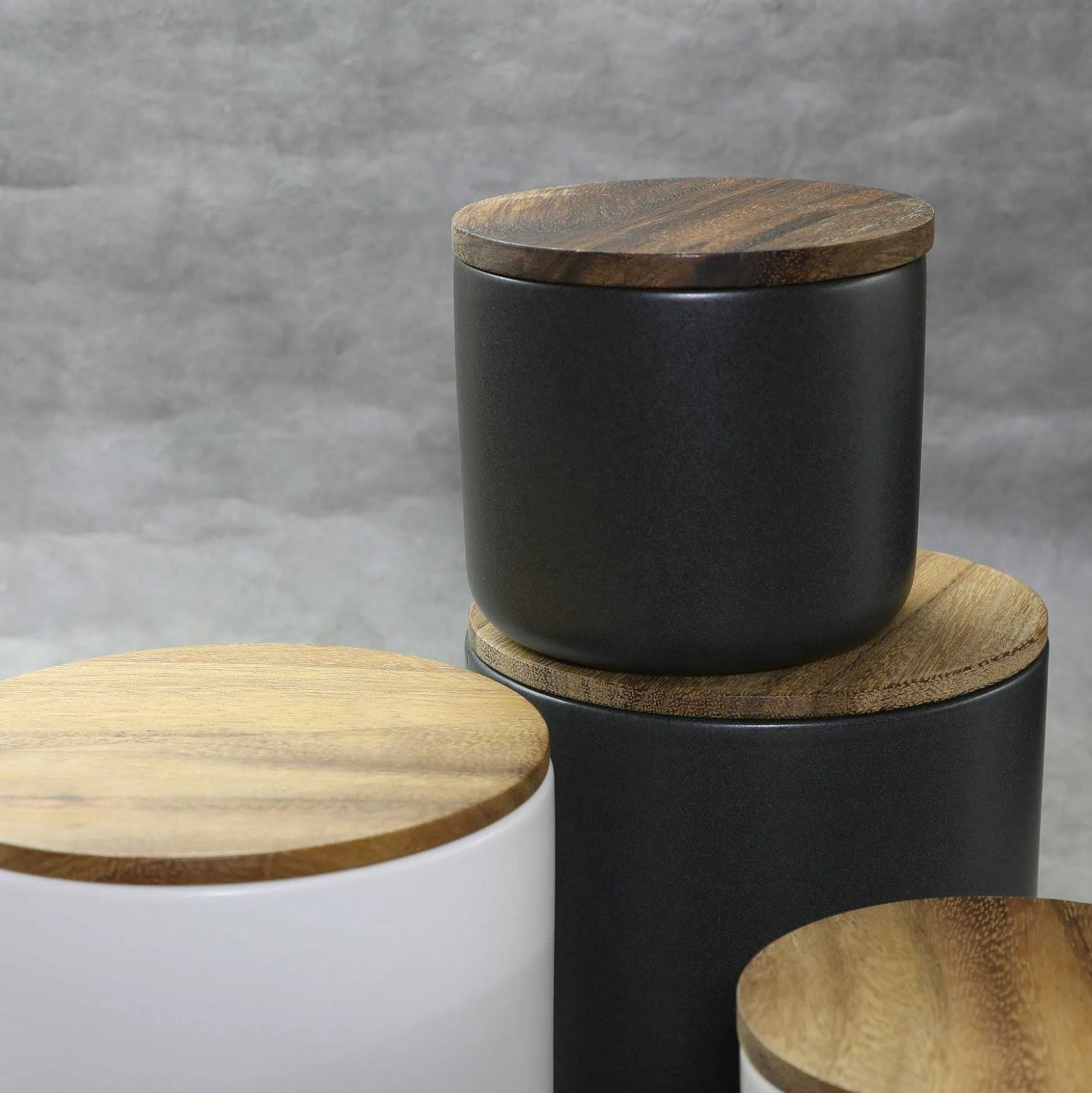 Brampton Stoneware Medium Canister, Black