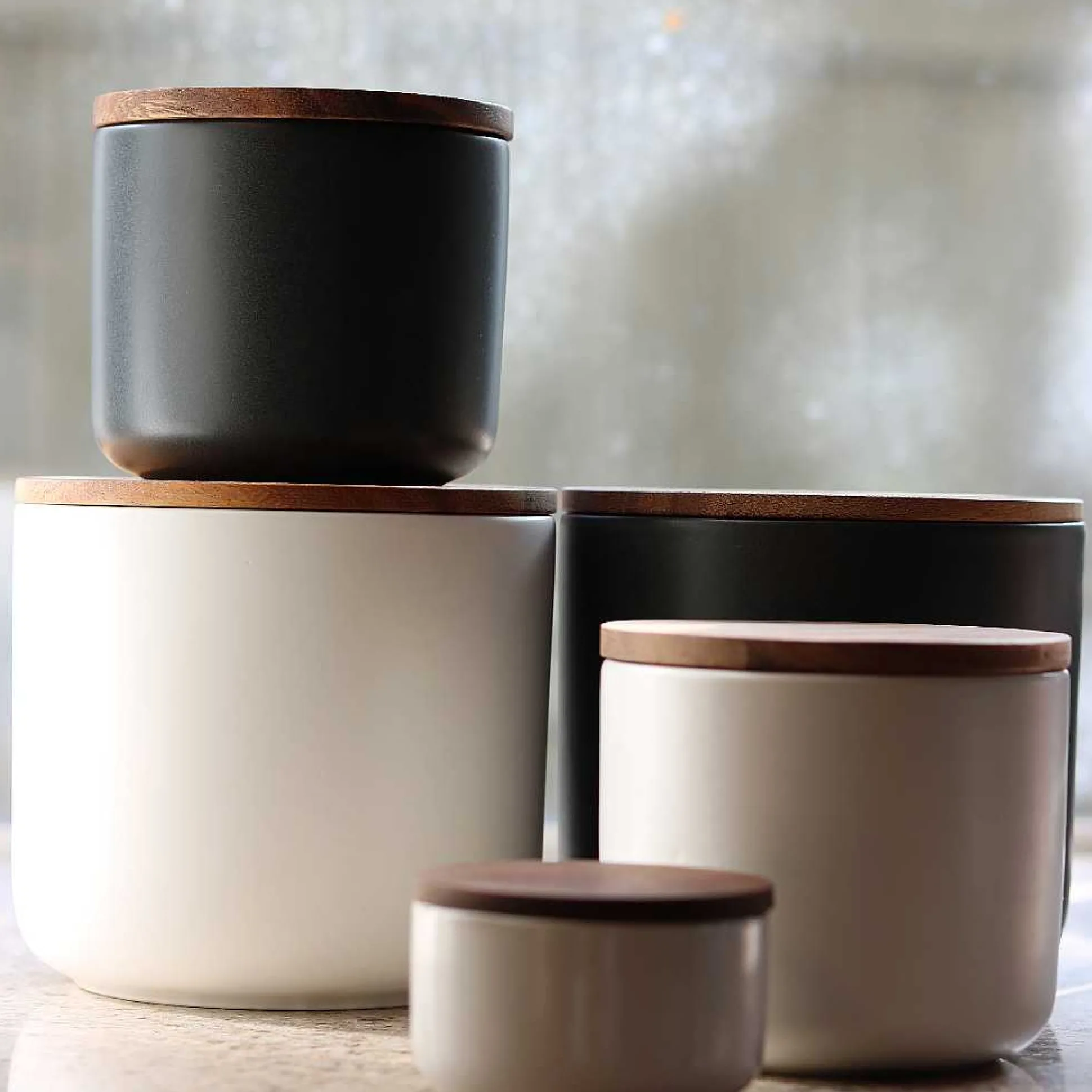 Brampton Stoneware Medium Canister, Black