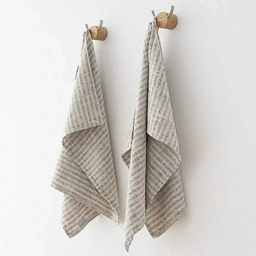 Brittany Hand Towels, Set of 2, Forest Green and Natural