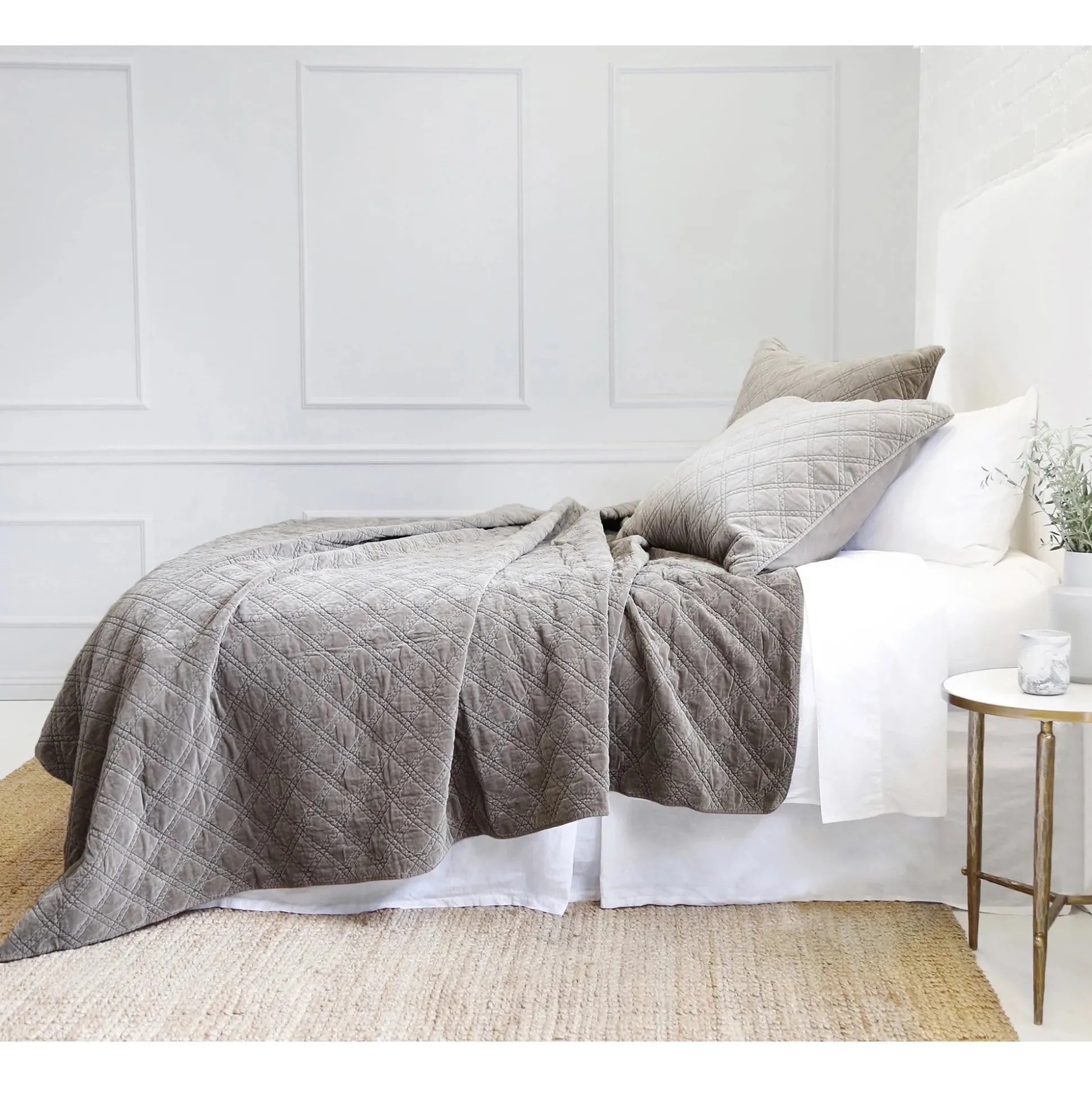 Brussels King Coverlet, Pewter^Be Home Discount