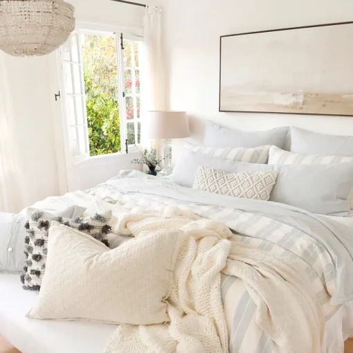 Carter Big Pillow, Ivory & Denim^Be Home Hot