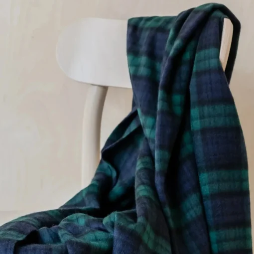 Cashmere Knee Blanket in Black Watch Tartan^Be Home Best