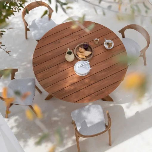 Circle Solid Teak Outdoor Dining Table, 54"