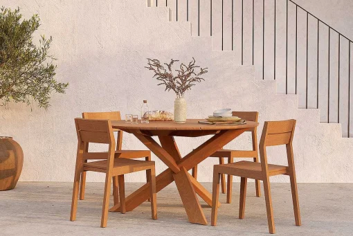 Circle Solid Teak Outdoor Dining Table, 54"
