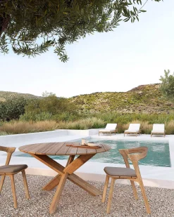 Circle Solid Teak Outdoor Dining Table, 54