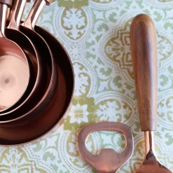 Copper & Wood Measuring Cups, Set of 4