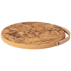 Cork Trivet with Leather Handle, Large