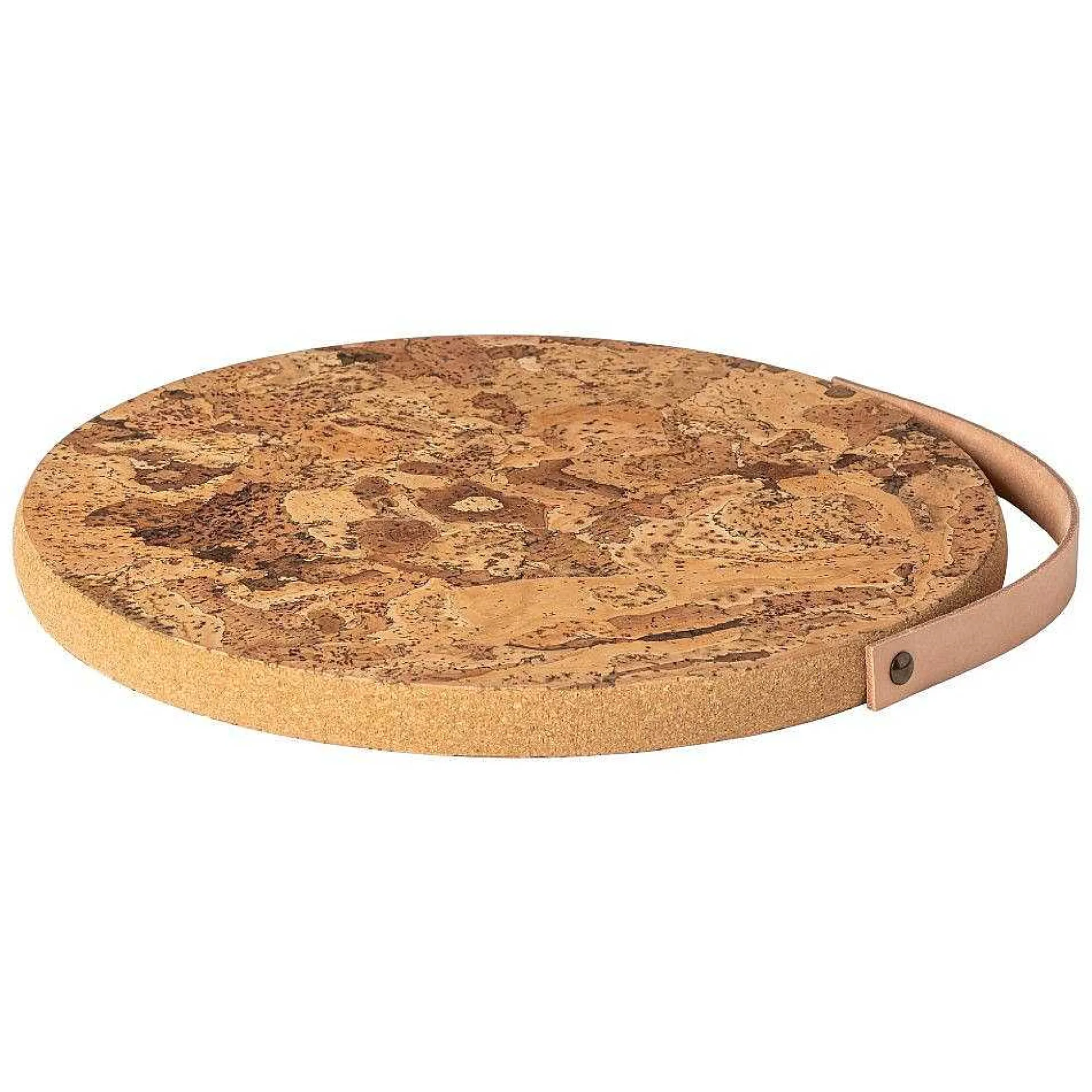 Cork Trivet with Leather Handle, Large