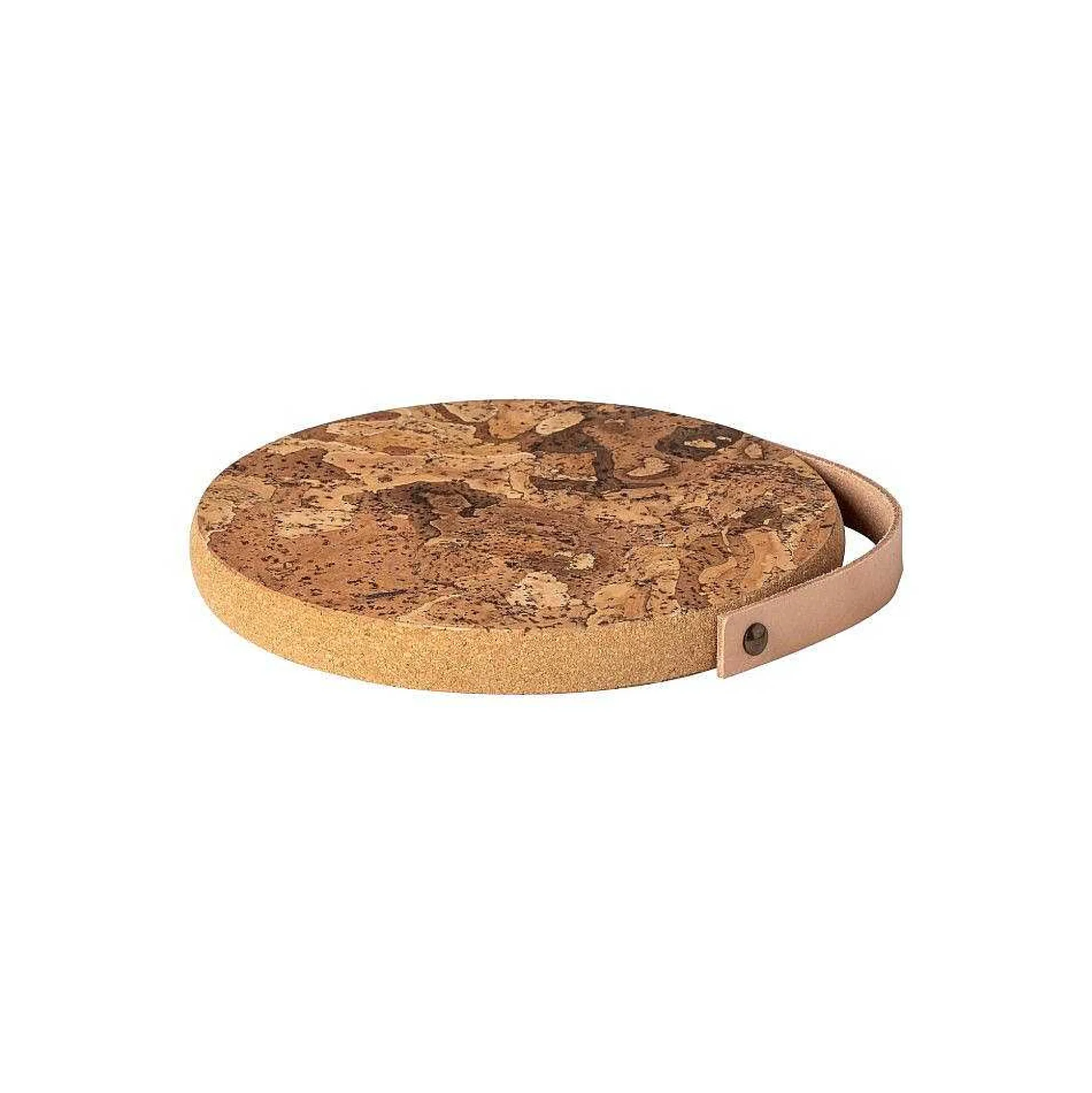 Cork Trivet with Leather Handle, Small