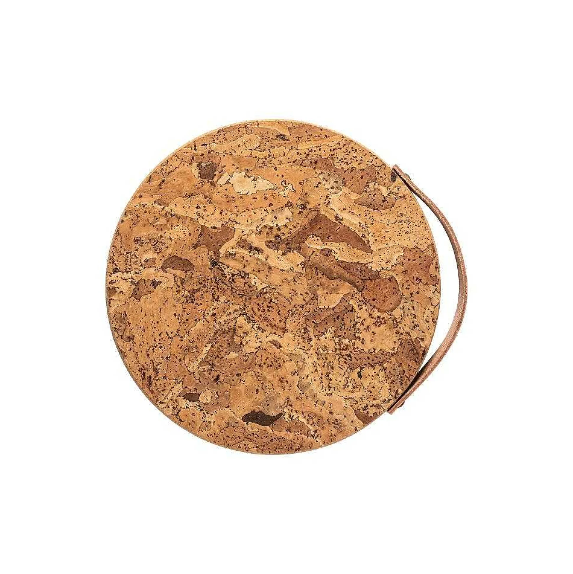 Cork Trivet with Leather Handle, Medium
