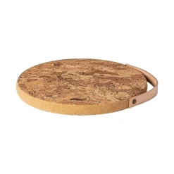 Cork Trivet with Leather Handle, Medium